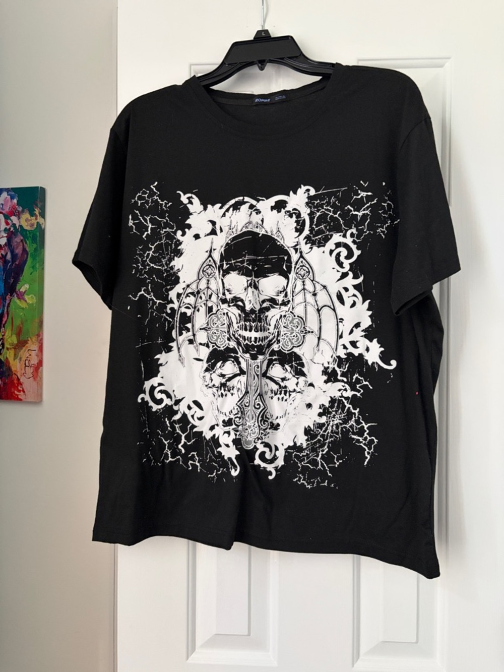 ROMWE Black Short Sleeve Skull & Cross Graphic Tee